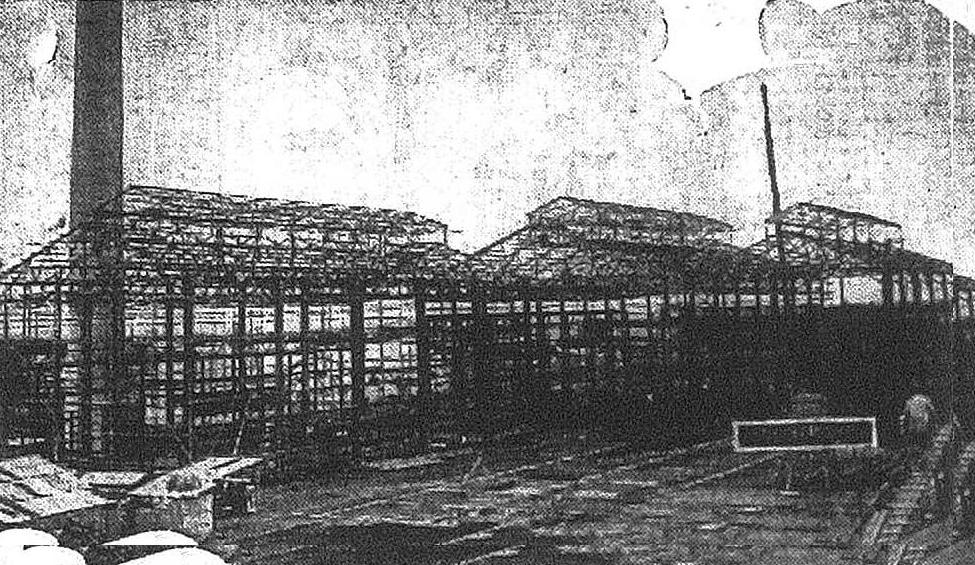 1938-03-21以鐵骨組立的帝糖崁子腳新工場（取自《台灣日日新報》）