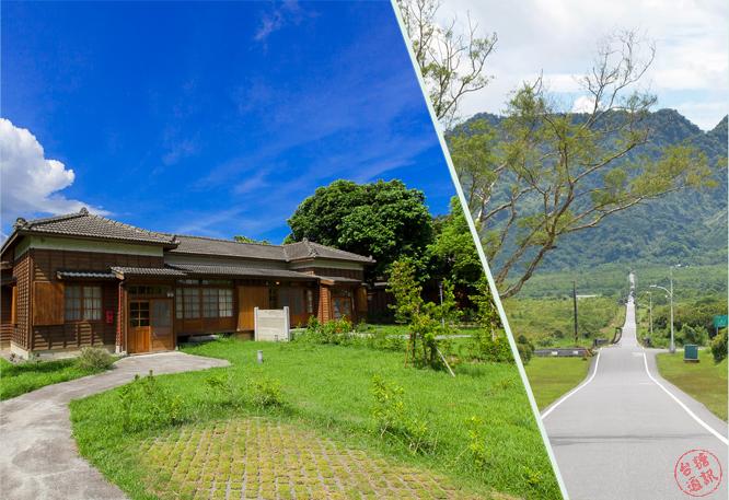 左圖：映著藍天白雲的合家歡villa木屋，搭成一幅怡人景緻。右圖：更勝於伯朗大道風光的大農大富平地森林園區