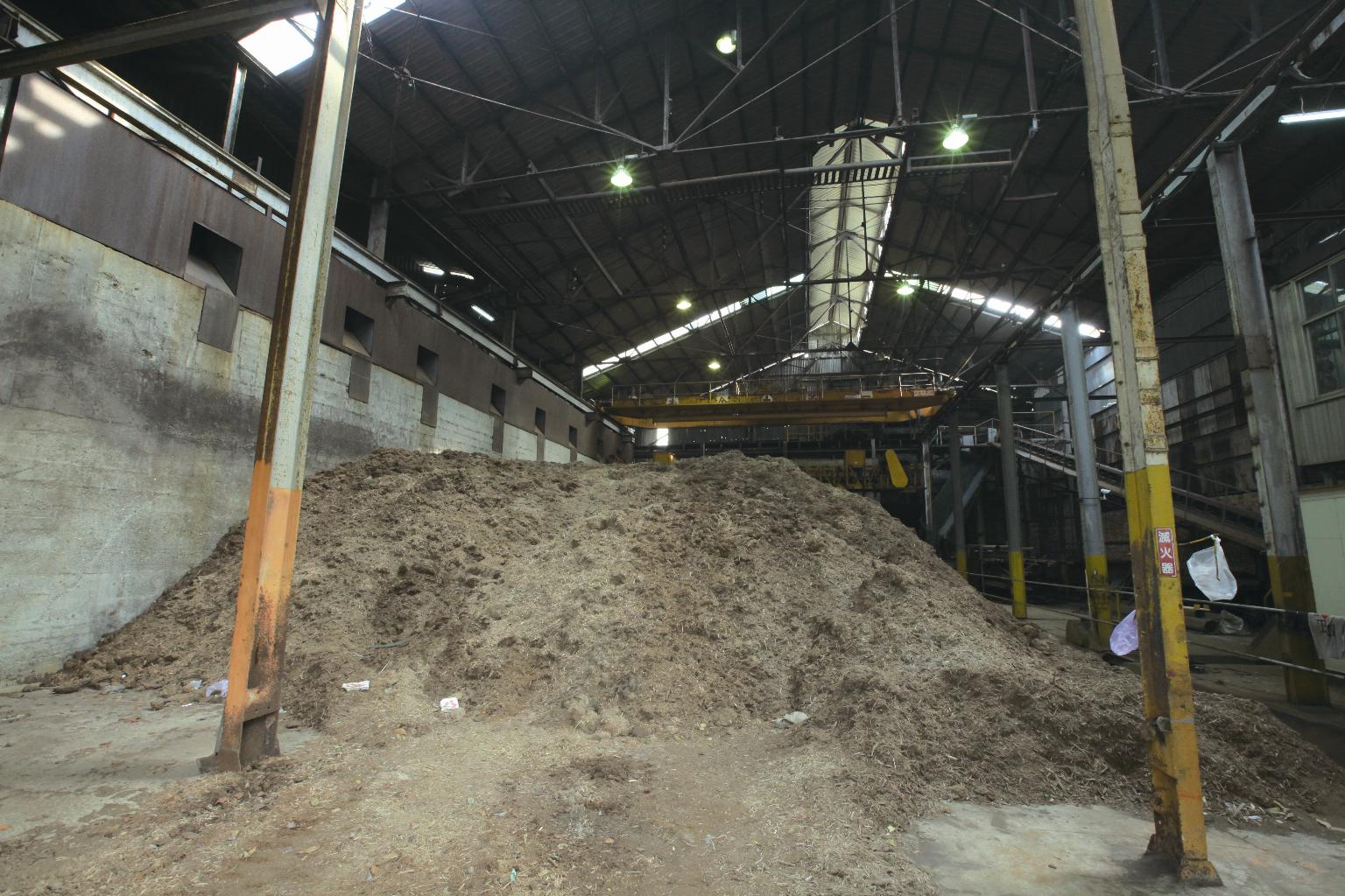 Bagasse in the storage.