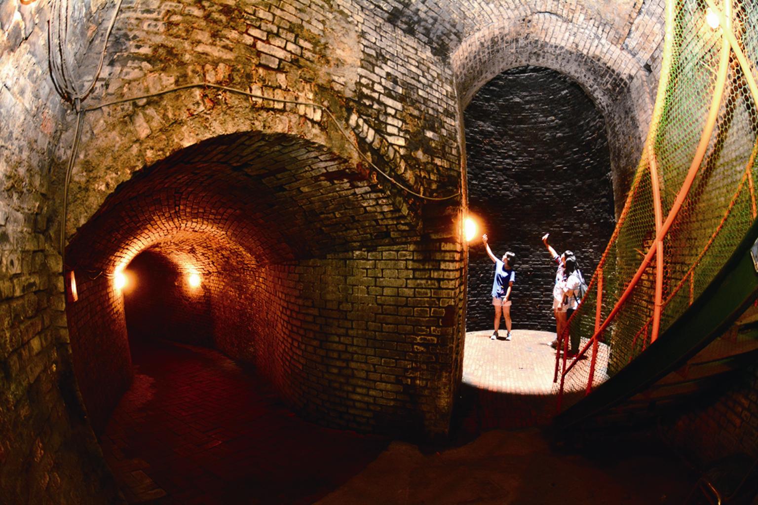 Unique tunnel under the chimney of Yuemei Sugar Factory.